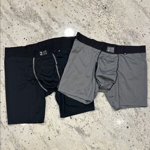 2UNDR Mens XL Boxer Briefs underwear gray 3” and black 6” silky